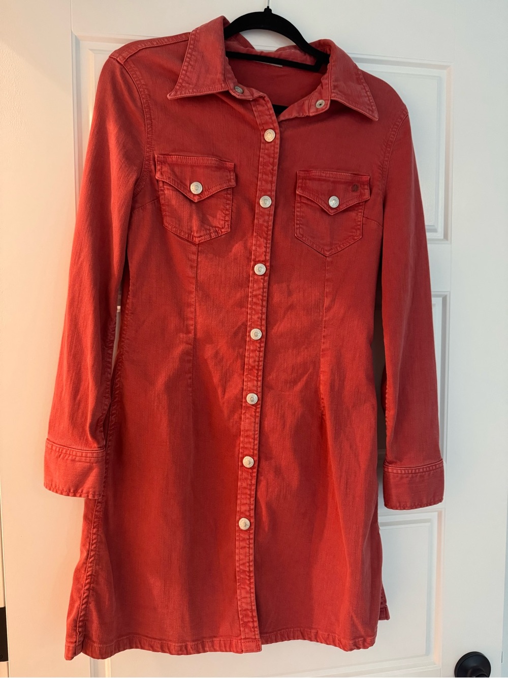 AG Adriano Goldschmied Rust Button-Front Shirt Dress – Size L